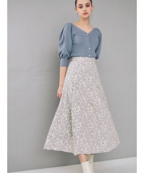 MERCURYDUO（マーキュリーデュオ）の「ジャガードタックフレアロングスカート（スカート・レディース・ライトグレー/ミント・SMALL/MEDIUM）」の13枚目の写真