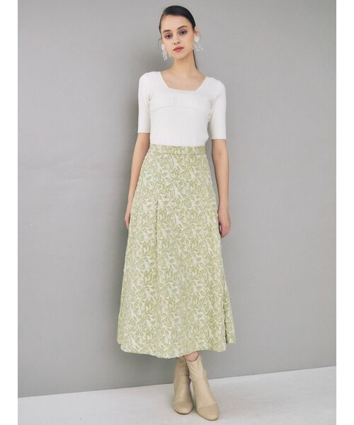 MERCURYDUO（マーキュリーデュオ）の「ジャガードタックフレアロングスカート（スカート・レディース・ライトグレー/ミント・SMALL/MEDIUM）」の16枚目の写真