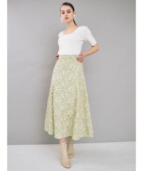 MERCURYDUO（マーキュリーデュオ）の「ジャガードタックフレアロングスカート（スカート・レディース・ライトグレー/ミント・SMALL/MEDIUM）」の17枚目の写真