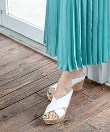 ★ふかふかクッションインソールのワイドクロスバンドウエッジサンダル