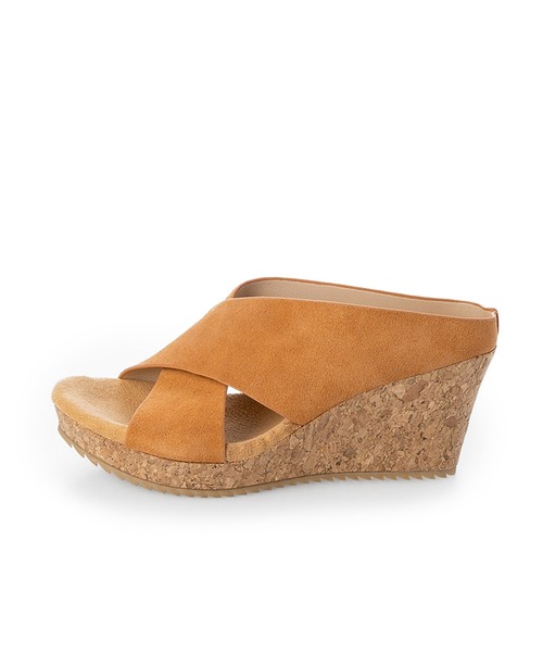 ☆ふかふかクッションインソールのワイドクロスバンドウエッジサンダル