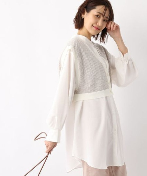 GLOBAL WORK(グローバルワーク)の「【セットアイテム】マルチWAYベストツキシャツ/259431(シャツ/ブラウス・レディース・ベージュ/ブラック/グリーン系その他3・FREE)」の3枚目の写真