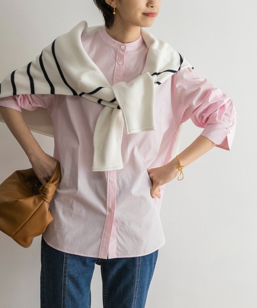 URBAN RESEARCH(アーバンリサーチ)の「バンドカラーロングカフスシャツ(シャツ/ブラウス・レディース・オフホワイト/ピンク/ブルー・FREE)」の3枚目の写真