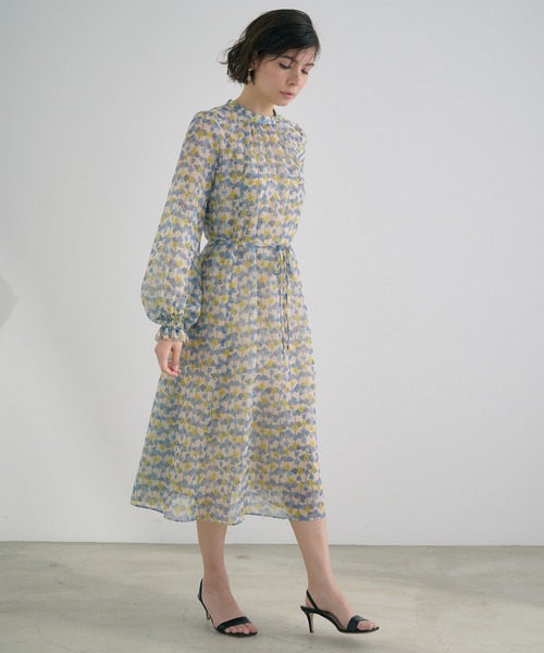 【062】新品　アナイ　フラワープリントＡライン　ワンピース ANAYI（アナイ）の「フラワープリントAライン ワンピース
