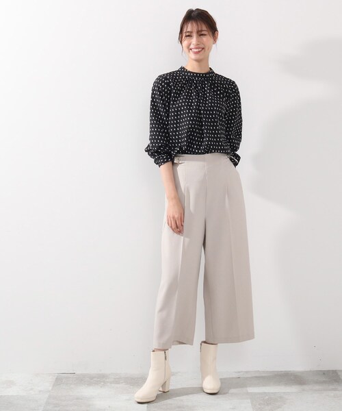 DRESKIP（ドレスキップ）の「◆ハイネックギャザーブラウス（シャツ/ブラウス・レディース・サンドベージュ/ホワイト系3/ブラック系/グリーン系・02/03/04）」の17枚目の写真