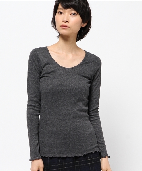 OUTLET(アウトレット)の「【mystic】テレコロンティー(Tシャツ/カットソー・レディース・グレー/チャコールグレー/ブラック/ベージュ・FREE)」の3枚目の写真