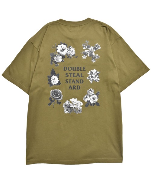 DOUBLE STEAL(ダブルスティール)の「Monotone Flower Logo Tシャツ(Tシャツ/カットソー・メンズ・ホワイト/ブラック/オリーブ/ライトベージュ・MEDIUM/LARGE/X-LARGE/XX-LARGE)」の4枚目の写真