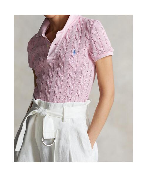 めぇめぇ様☆ポロラルフローレン ケーブル編み ポロシャツ ピンクパープルXL半袖 めぇめぇ様☆ポロラルフローレン ケーブル編み ポロシャツ ピンク