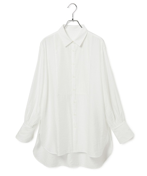ADAM ET ROPE'(アダムエロペ)の「【アウトレット店舗・WEB限定】ピンタックブザムチュニックシャツ(シャツ/ブラウス・レディース・ホワイト/ブラック/ライトグリーン・FREE)」の2枚目の写真