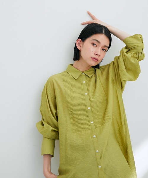 アウトレット店舗・WEB限定】ピンタックブザムチュニックシャツ