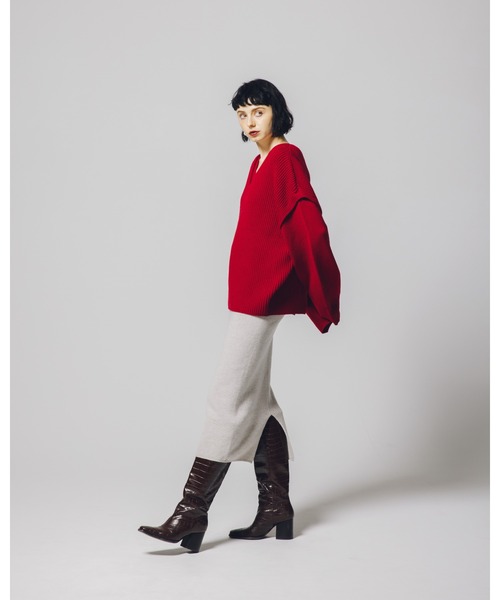 led.tokyo（レッドトウキョウ）の「【led.tokyo】ランダムリブスウィッティングスカート（スカート・レディース・レッド/ホワイト・M）」の8枚目の写真