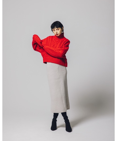 led.tokyo（レッドトウキョウ）の「【led.tokyo】ランダムリブスウィッティングスカート（スカート・レディース・レッド/ホワイト・M）」の10枚目の写真