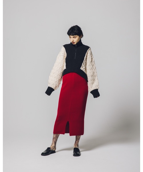 led.tokyo（レッドトウキョウ）の「【led.tokyo】ランダムリブスウィッティングスカート（スカート・レディース・レッド/ホワイト・M）」の15枚目の写真