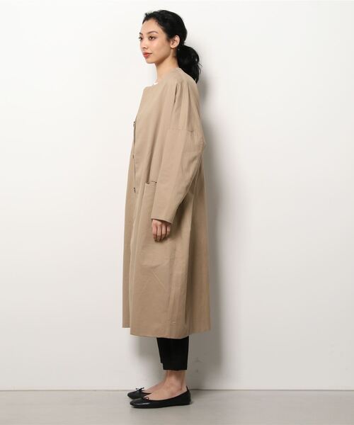 SETTO(セット)の「PORTE COAT:ノーカラーコート(ノーカラーコート・レディース・ベージュ・FREE)」の3枚目の写真