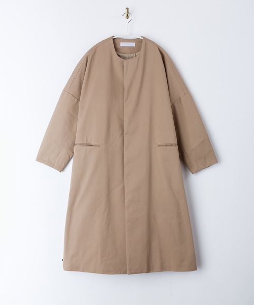 SETTO(セット)の「PORTE COAT:ノーカラーコート(ノーカラーコート・レディース・ベージュ・FREE)」の2枚目の写真