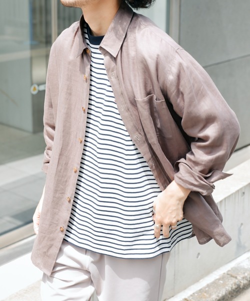 CIAOPANIC TYPY（チャオパニックティピー）の「■麻100%レギュラーカラービックシャツ（シャツ/ブラウス・メンズ・ライトグレー/ブルー/ベージュ系その他・M/L）」の3枚目の写真