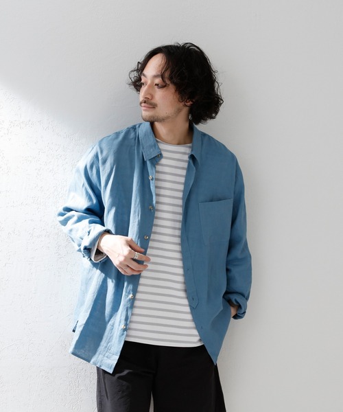 CIAOPANIC TYPY（チャオパニックティピー）の「■麻100%レギュラーカラービックシャツ（シャツ/ブラウス・メンズ・ライトグレー/ブルー/ベージュ系その他・M/L）」の19枚目の写真