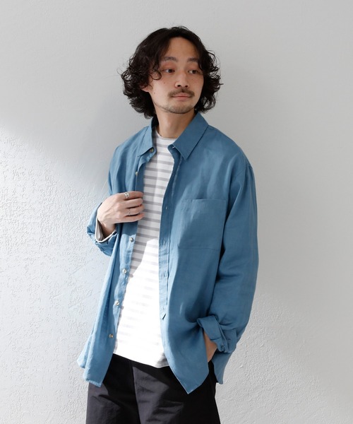 CIAOPANIC TYPY（チャオパニックティピー）の「■麻100%レギュラーカラービックシャツ（シャツ/ブラウス・メンズ・ライトグレー/ブルー/ベージュ系その他・M/L）」の13枚目の写真