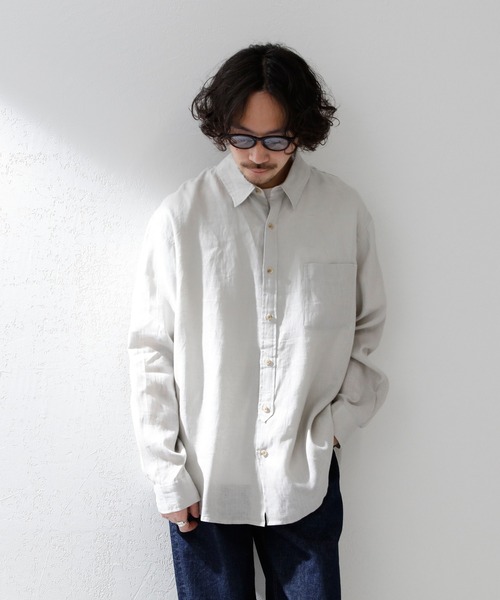 CIAOPANIC TYPY（チャオパニックティピー）の「■麻100%レギュラーカラービックシャツ（シャツ/ブラウス・メンズ・ライトグレー/ブルー/ベージュ系その他・M/L）」の21枚目の写真