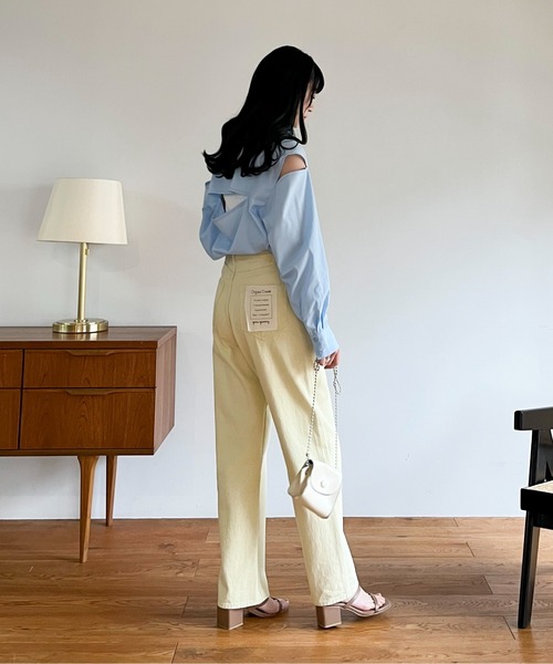 EPIMI E'PIMMY（エピミエピミー）の「ショルダー＆バックオープンシャツ（シャツ/ブラウス・レディース・オフホワイト/ピンク/ブルー・MEDIUM）」の8枚目の写真