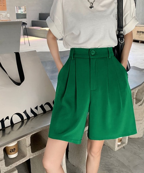 me+em select（ミームセレクト）の「※※【 5色展開 ／選べる３サイズ 】ハイウエストカラータックショートパンツ（その他パンツ・レディース・ホワイト/ブラック/ブルー/グリーン/モカ・SMALL/MEDIUM/LARGE）」の21枚目の写真