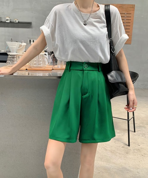 me+em select（ミームセレクト）の「※※【 5色展開 ／選べる３サイズ 】ハイウエストカラータックショートパンツ（その他パンツ・レディース・ホワイト/ブラック/ブルー/グリーン/モカ・SMALL/MEDIUM/LARGE）」の22枚目の写真