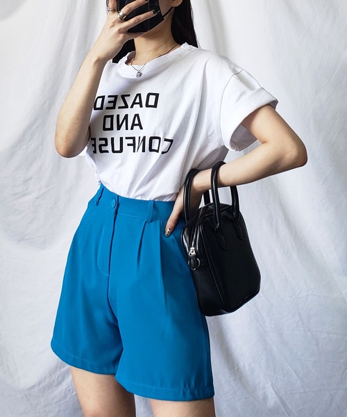 me+em select（ミームセレクト）の「※※【 5色展開 ／選べる３サイズ 】ハイウエストカラータックショートパンツ（その他パンツ・レディース・ホワイト/ブラック/ブルー/グリーン/モカ・SMALL/MEDIUM/LARGE）」の14枚目の写真