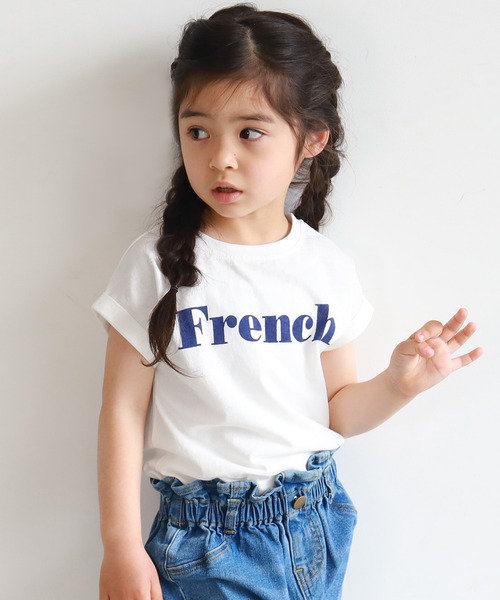coca(coca)(コカ)の「キッズ 親子お揃いFRENCHロゴノースリーブ(タンクトップ・キッズ・ネイビー/ホワイト・100/110/120/130)」の2枚目の写真