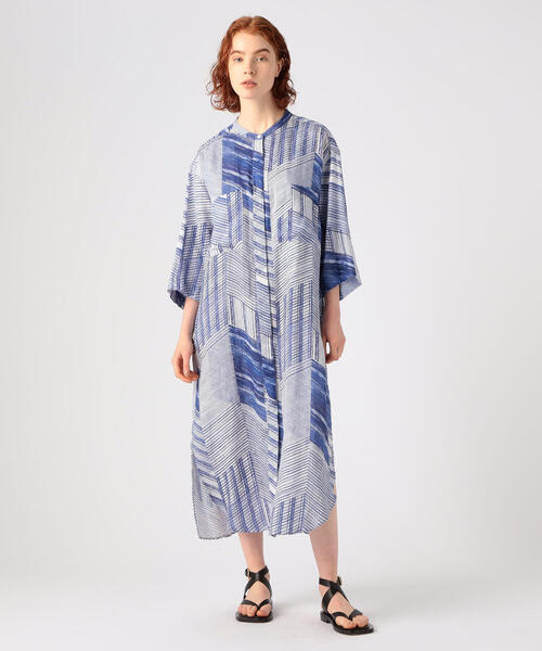 Drawel リネン ワンピース ドレス リネン シャツワンピース Tomorrowland トゥモローランド のファッション プリントビッグボックス ワンピース