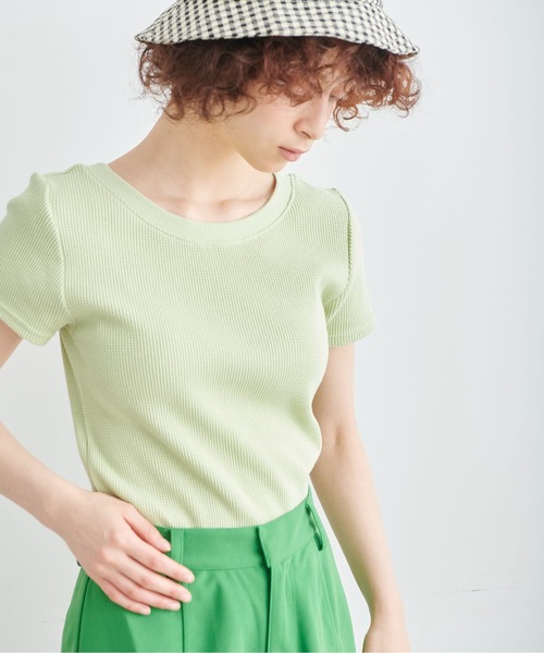 FREE'S MART（フリーズマート）の「◆ワッフルバックオープンカットソー（Tシャツ/カットソー・レディース・ブラック/ピンク/ホワイト/グリーン・FREE）」の5枚目の写真