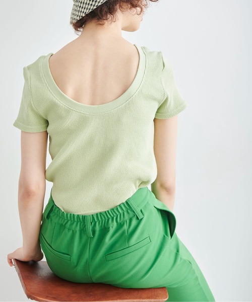 FREE'S MART（フリーズマート）の「◆ワッフルバックオープンカットソー（Tシャツ/カットソー・レディース・ブラック/ピンク/ホワイト/グリーン・FREE）」の6枚目の写真