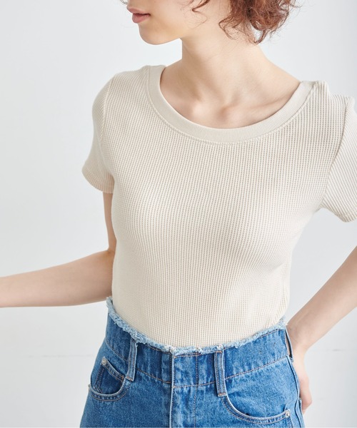 FREE'S MART（フリーズマート）の「◆ワッフルバックオープンカットソー（Tシャツ/カットソー・レディース・ブラック/ピンク/ホワイト/グリーン・FREE）」の10枚目の写真