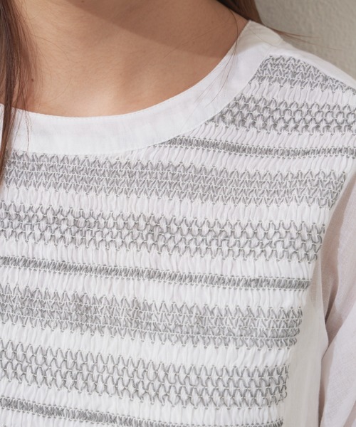 MERLOT（メルロー）の「カラーシャーリング2wayブラウス（シャツ/ブラウス・レディース・ホワイト/イエロー・FREE）」の7枚目の写真