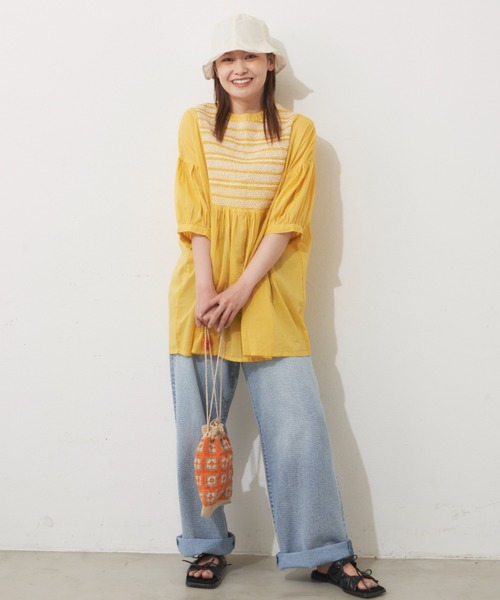 MERLOT（メルロー）の「カラーシャーリング2wayブラウス（シャツ/ブラウス・レディース・ホワイト/イエロー・FREE）」の17枚目の写真