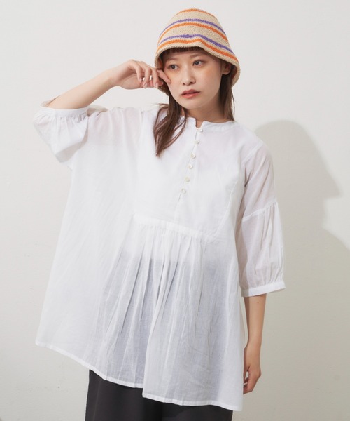 MERLOT（メルロー）の「カラーシャーリング2wayブラウス（シャツ/ブラウス・レディース・ホワイト/イエロー・FREE）」の20枚目の写真