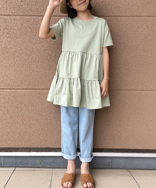 GAP(ギャップ)の「ソフトジャージー ティアードワンピース (キッズ)(ワンピース・キッズ・ネイビー/オフホワイト/グリーン・S/M/L/XL/XXL)」の13枚目の写真
