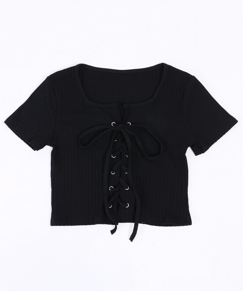 WC（ダブル シー）の「レースアップTシャツ（Tシャツ/カットソー・レディース・ホワイト/ブラック・FREE）」の10枚目の写真