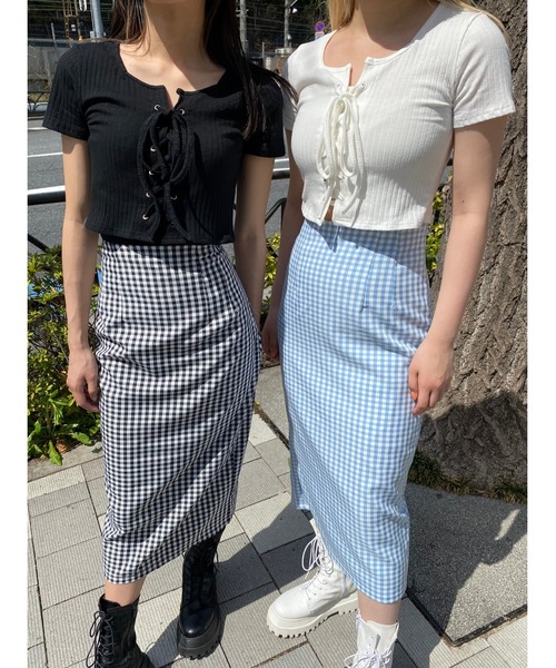 WC（ダブル シー）の「レースアップTシャツ（Tシャツ/カットソー・レディース・ホワイト/ブラック・FREE）」の11枚目の写真