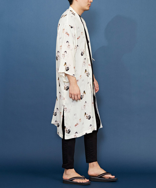 カヤ（カヤ）の「【カヤ】浮世絵メンズUV羽織（カーディガン/ボレロ・メンズ・グレー/レッド/ネイビー/ダークネイビー/ブラック/ベージュ/ブルー/ホワイト/ダークベージュ/ダークグレー・FREE）」の14枚目の写真