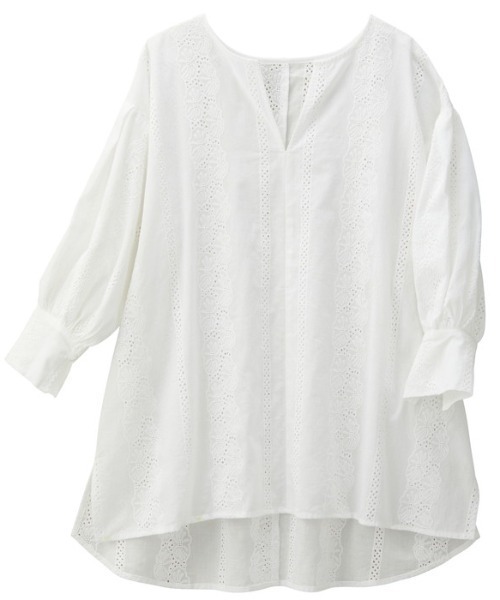 GeeRA(ジーラ)の「キーネック袖ボリュームレースブラウス(シャツ/ブラウス・レディース・ブラック/オフホワイト・MEDIUM/LARGE/X-LARGE)」の3枚目の写真