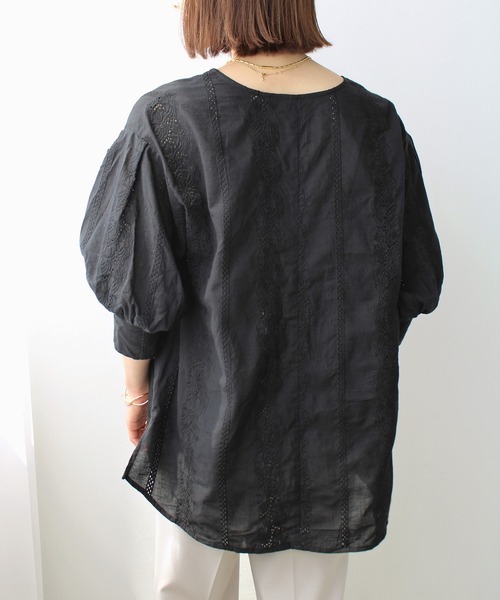 GeeRA(ジーラ)の「キーネック袖ボリュームレースブラウス(シャツ/ブラウス・レディース・ブラック/オフホワイト・MEDIUM/LARGE/X-LARGE)」の8枚目の写真