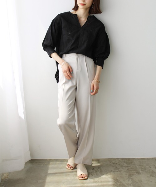 GeeRA(ジーラ)の「キーネック袖ボリュームレースブラウス(シャツ/ブラウス・レディース・ブラック/オフホワイト・MEDIUM/LARGE/X-LARGE)」の9枚目の写真