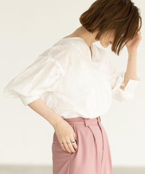 GeeRA(ジーラ)の「キーネック袖ボリュームレースブラウス(シャツ/ブラウス・レディース・ブラック/オフホワイト・MEDIUM/LARGE/X-LARGE)」の18枚目の写真
