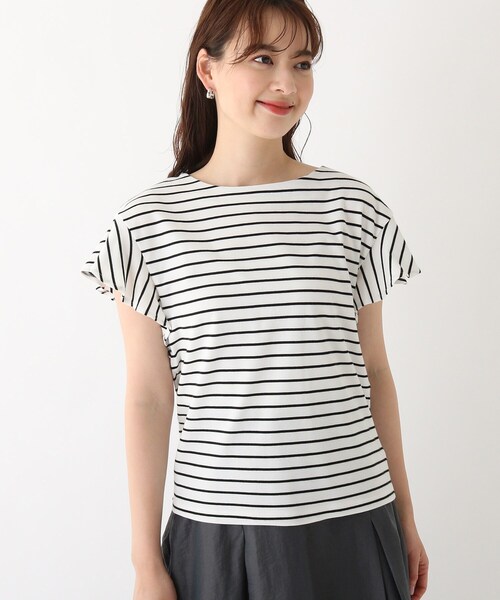 index（インデックス）の「◆50/-SUPIMAコットンフリルスリーブトップス【WEB限定カラー・サイズ】（Tシャツ/カットソー・レディース・ブラック/ホワイト系その他3/ブルー/ライトグレー系7・38/40/36/42）」の5枚目の写真