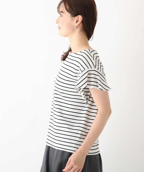 index（インデックス）の「◆50/-SUPIMAコットンフリルスリーブトップス【WEB限定カラー・サイズ】（Tシャツ/カットソー・レディース・ブラック/ホワイト系その他3/ブルー/ライトグレー系7・38/40/36/42）」の6枚目の写真