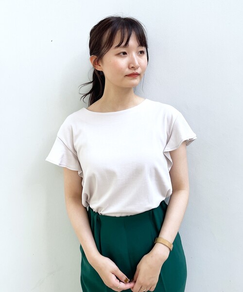 index（インデックス）の「◆50/-SUPIMAコットンフリルスリーブトップス【WEB限定カラー・サイズ】（Tシャツ/カットソー・レディース・ブラック/ホワイト系その他3/ブルー/ライトグレー系7・38/40/36/42）」の3枚目の写真