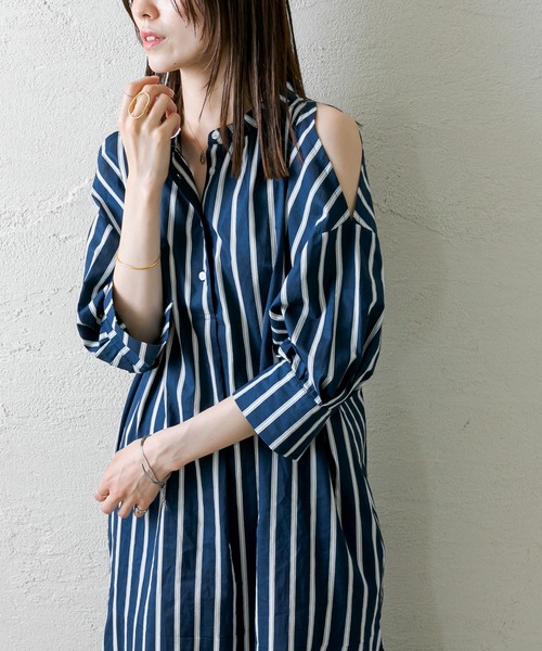 mystic（ミスティック）の「ショルダースリットシャツワンピース