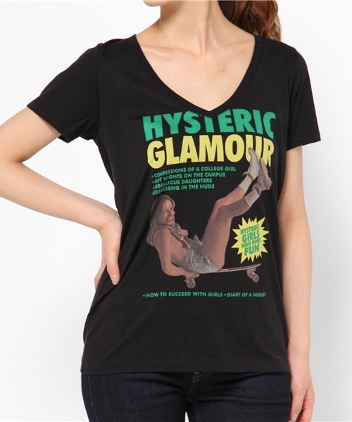 HYSTERIC GLAMOUR（ヒステリックグラマー）の「SKATEBOAD GIRL pt VネックT-SH（Tシャツ/カットソー・レディース・ホワイト/ブルー/ブラック・FREE）」の2枚目の写真