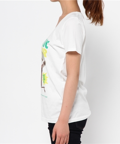 HYSTERIC GLAMOUR（ヒステリックグラマー）の「SKATEBOAD GIRL pt VネックT-SH（Tシャツ/カットソー・レディース・ホワイト/ブルー/ブラック・FREE）」の5枚目の写真