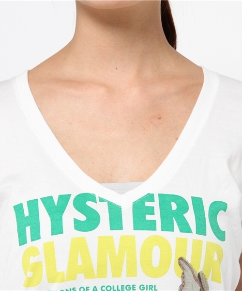 HYSTERIC GLAMOUR（ヒステリックグラマー）の「SKATEBOAD GIRL pt VネックT-SH（Tシャツ/カットソー・レディース・ホワイト/ブルー/ブラック・FREE）」の7枚目の写真